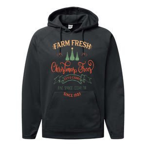 Rt's farm fresh christmas trees pine spruce fir cedar Performance Fleece Hoodie