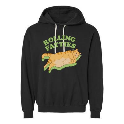 Rolling Fatties Funny Weed Cat Marijuana Garment-Dyed Fleece Hoodie