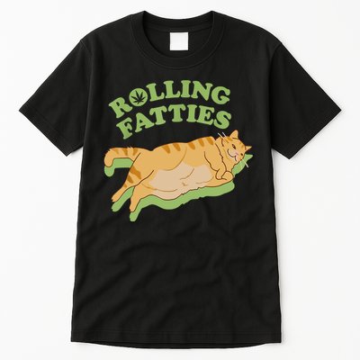 Rolling Fatties Funny Weed Cat Marijuana Tall T-Shirt