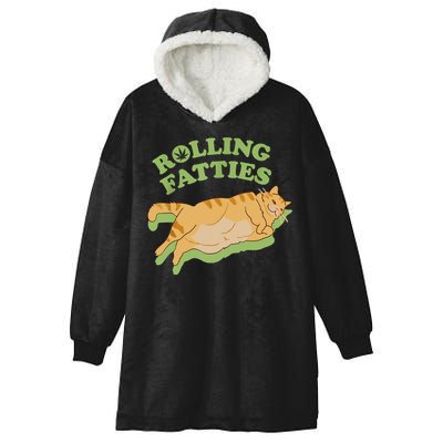 Rolling Fatties Funny Weed Cat Marijuana Hooded Wearable Blanket
