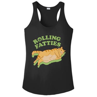 Rolling Fatties Funny Weed Cat Marijuana Ladies PosiCharge Competitor Racerback Tank