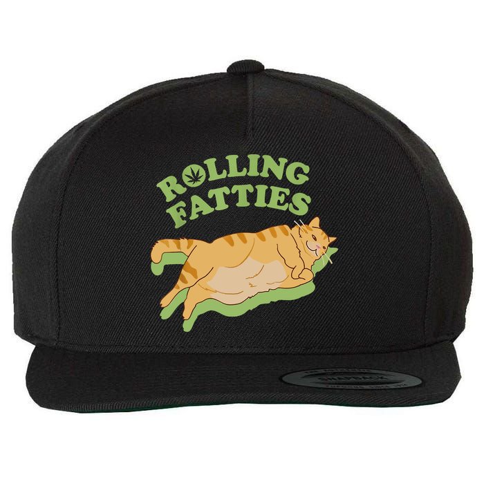 Rolling Fatties Funny Weed Cat Marijuana Wool Snapback Cap