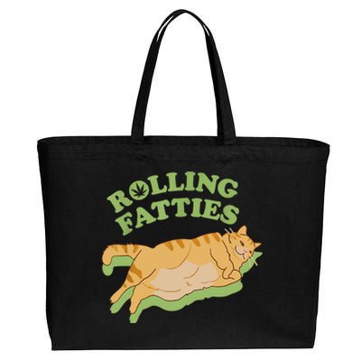 Rolling Fatties Funny Weed Cat Marijuana Cotton Canvas Jumbo Tote