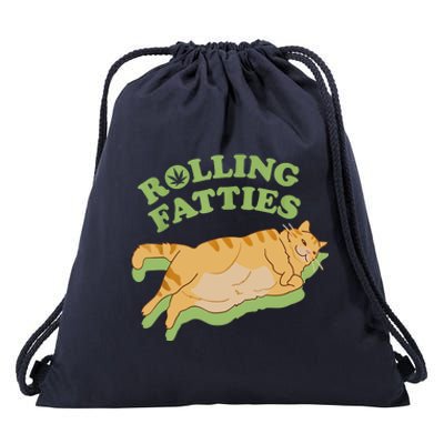 Rolling Fatties Funny Weed Cat Marijuana Drawstring Bag