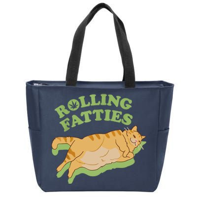 Rolling Fatties Funny Weed Cat Marijuana Zip Tote Bag