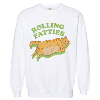 Rolling Fatties Funny Weed Cat Marijuana Garment-Dyed Sweatshirt
