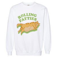 Rolling Fatties Funny Weed Cat Marijuana Garment-Dyed Sweatshirt