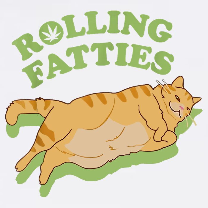 Rolling Fatties Funny Weed Cat Marijuana Garment-Dyed Sweatshirt