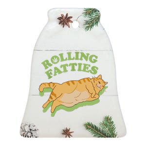 Rolling Fatties Funny Weed Cat Marijuana Ceramic Bell Ornament