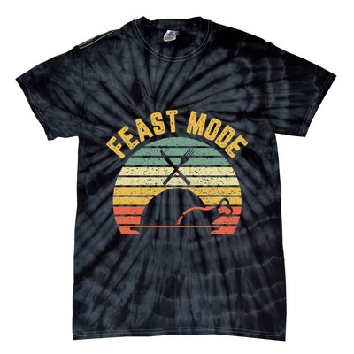 Retro Funny Feast Mode Thanksgiving Tie-Dye T-Shirt