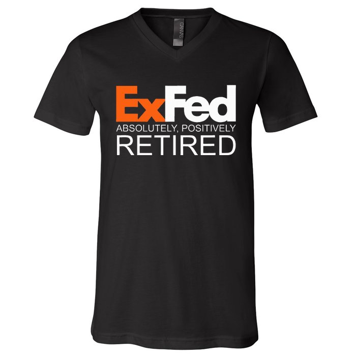 Retired Federal Government Worker Ex Fed Funny Vintage Retro V-Neck T-Shirt