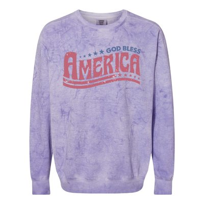 Retro Funny God Bless America Independence Day Colorblast Crewneck Sweatshirt