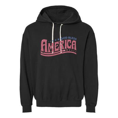 Retro Funny God Bless America Independence Day Garment-Dyed Fleece Hoodie