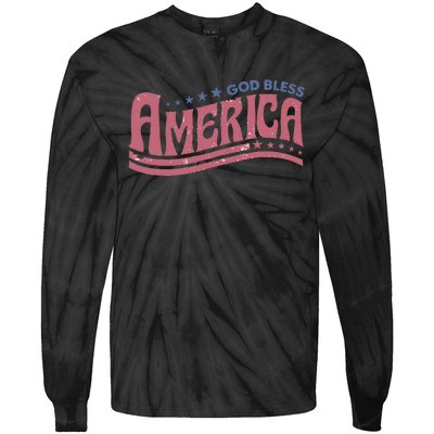 Retro Funny God Bless America Independence Day Tie-Dye Long Sleeve Shirt