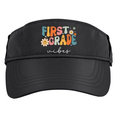 Retro First Grade Vibes 1st Grade Team First Day Of School Adult Drive Performance Visor