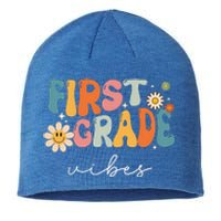 Retro First Grade Vibes 1st Grade Team First Day Of School Sustainable Beanie