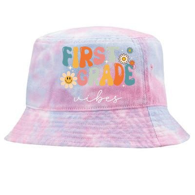 Retro First Grade Vibes 1st Grade Team First Day Of School Tie-Dyed Bucket Hat