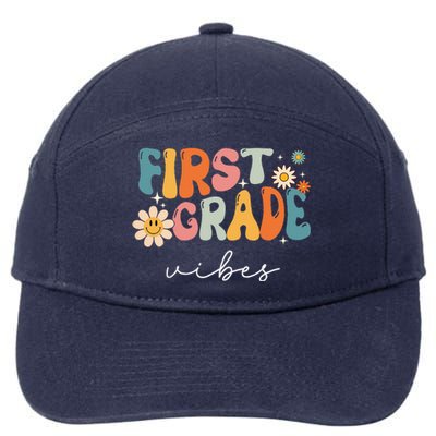 Retro First Grade Vibes 1st Grade Team First Day Of School 7-Panel Snapback Hat