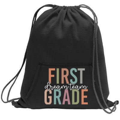 Retro First Grade Dream Team Groovy Teacher Back to School Sweatshirt Cinch Pack Bag