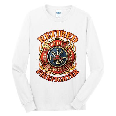 Retired Firefighter Gift Fireman Retirement Party Gift Tall Long Sleeve T-Shirt