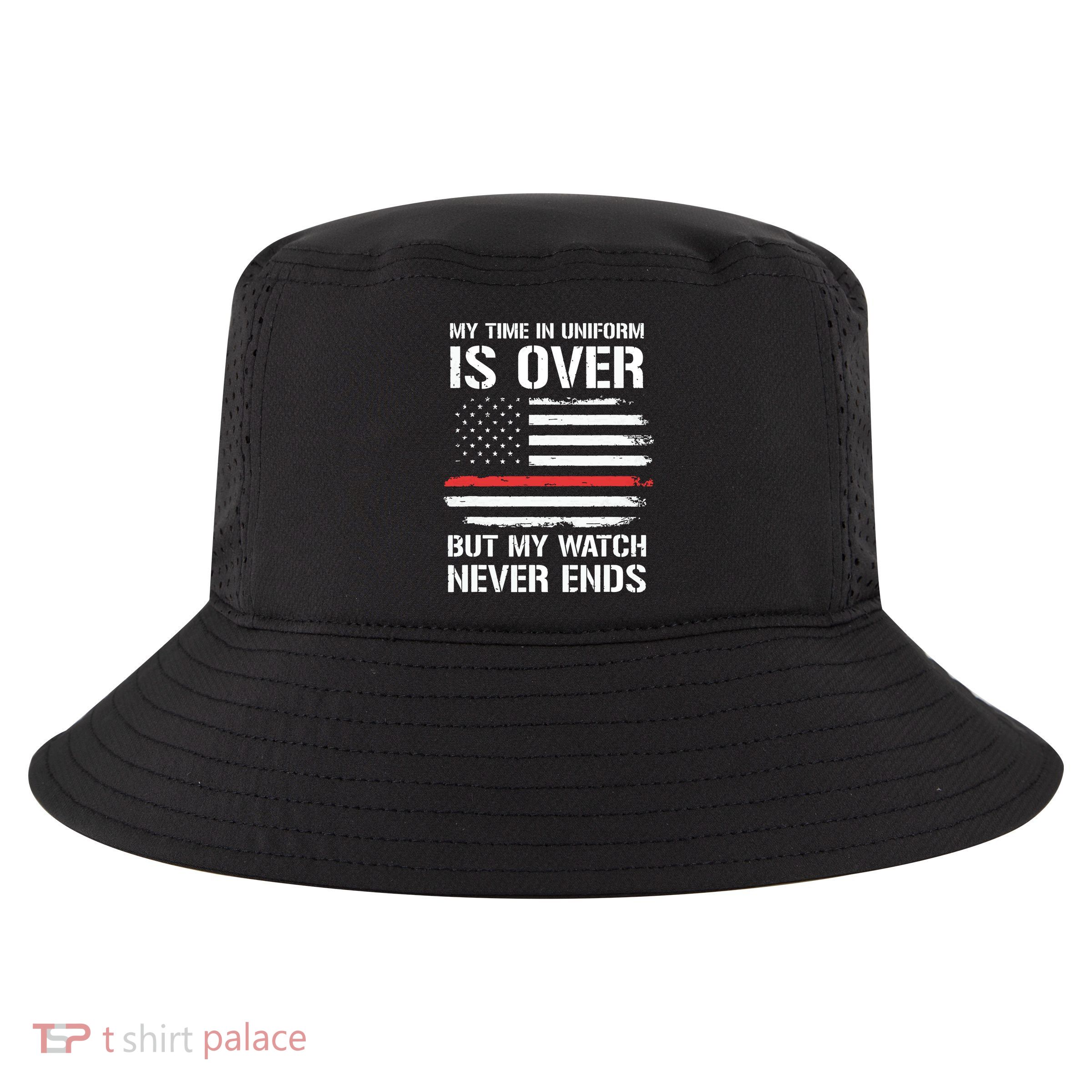 Retired Firefighter Gifts Shirts Thin Red Line Cool Comfort Performance Bucket Hat