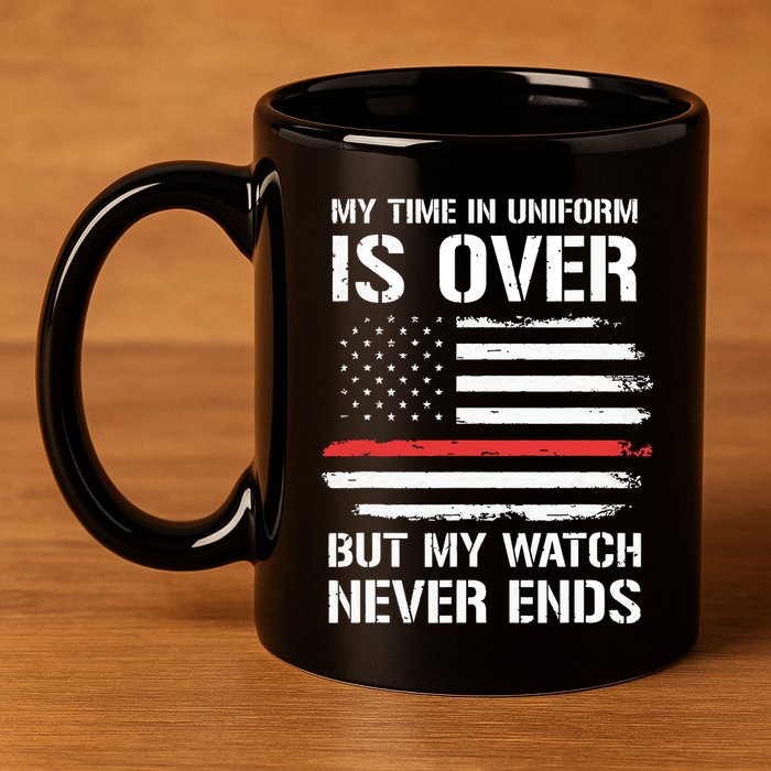 Retired Firefighter Gifts Shirts Thin Red Line 11oz C Handle Ceramic Mug