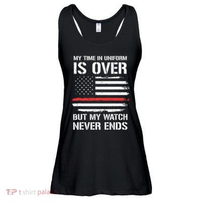 Retired Firefighter Gifts Shirts Thin Red Line Ladies Essential Flowy Tank