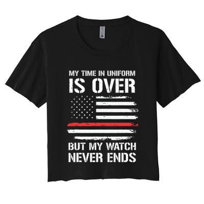 Retired Firefighter Gifts Shirts Thin Red Line Crop Top