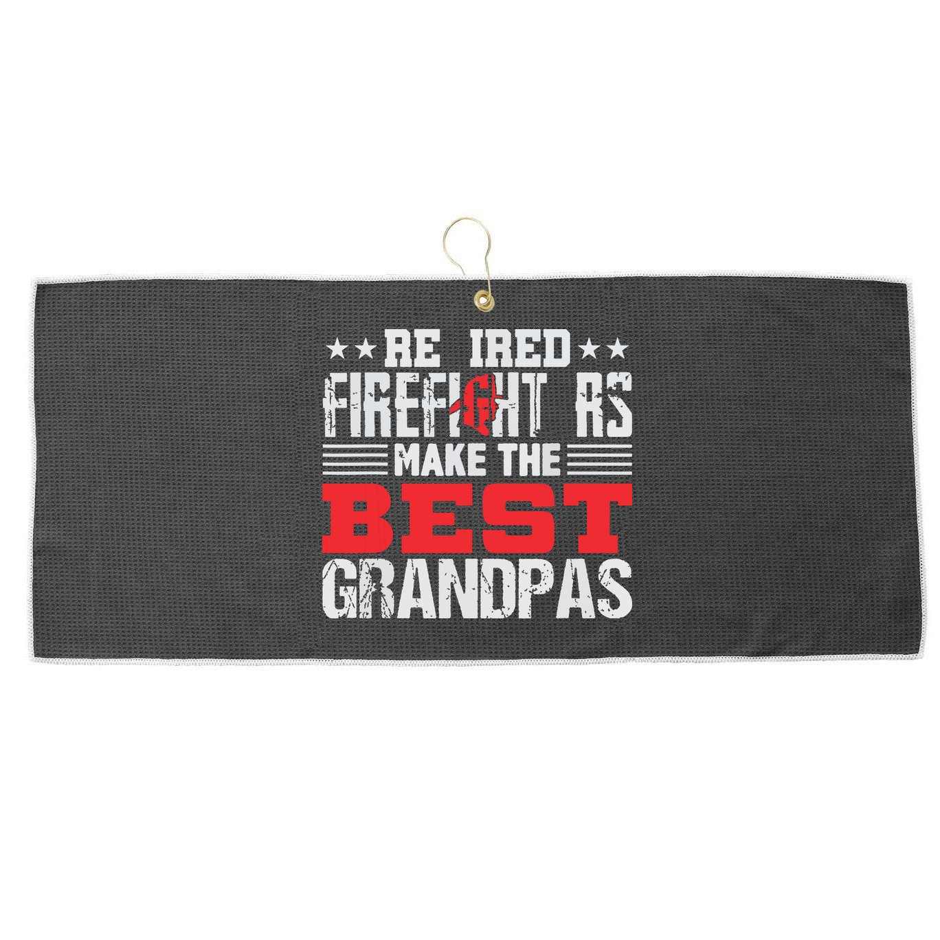 Retired Firefighter Grandpa Fireman Retirement Gift Large Microfiber Waffle Golf Towel