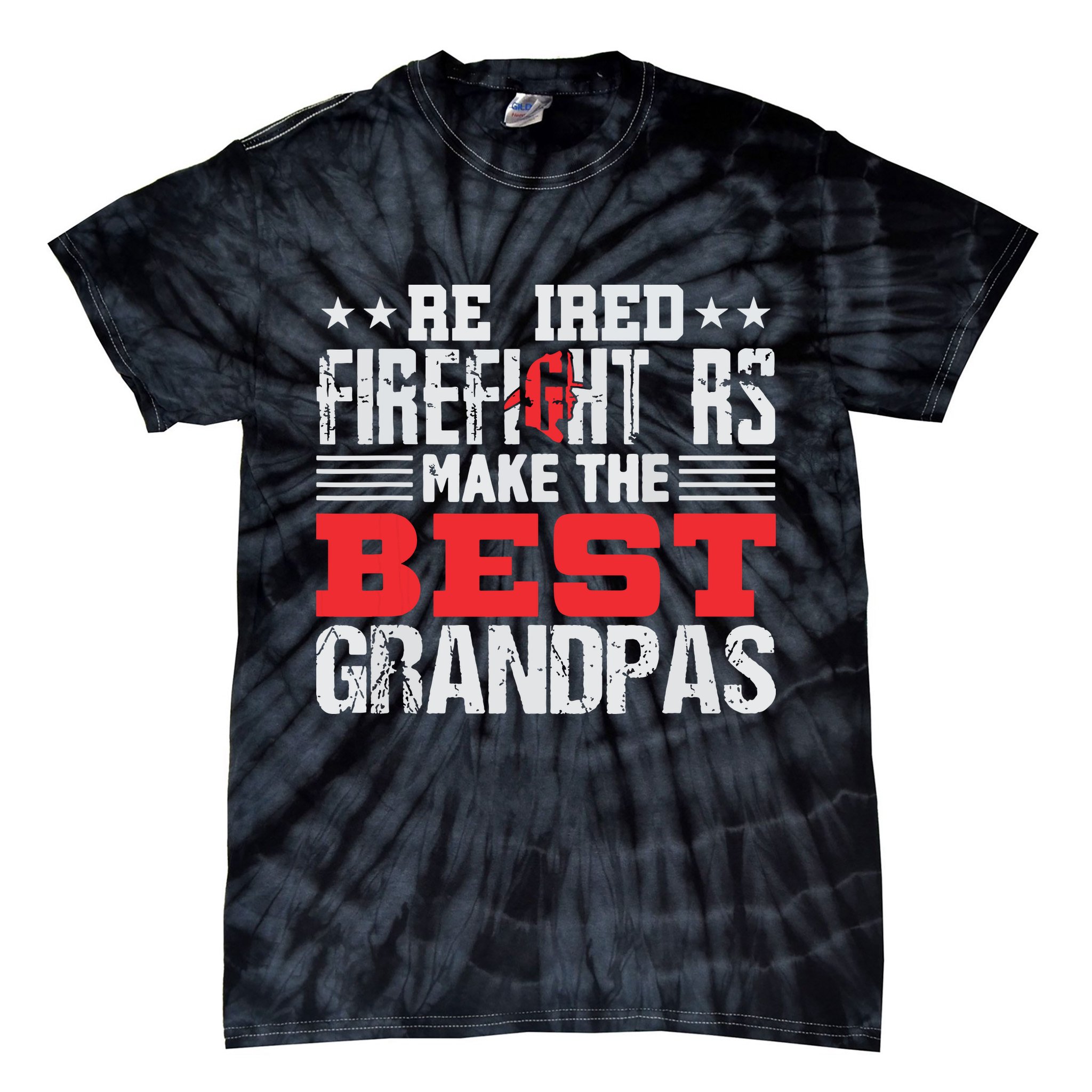 Retired Firefighter Grandpa Fireman Retirement Gift Tie-Dye T-Shirt