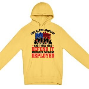 Red Friday God Bless America Military Veteran Gift Premium Pullover Hoodie