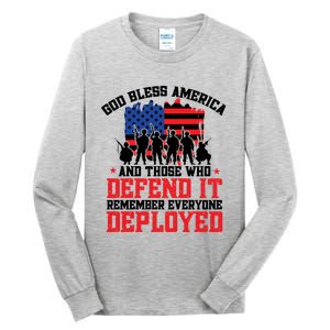 Red Friday God Bless America Military Veteran Gift Tall Long Sleeve T-Shirt