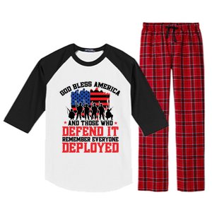 Red Friday God Bless America Military Veteran Gift Raglan Sleeve Pajama Set