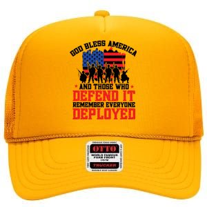 Red Friday God Bless America Military Veteran Gift High Crown Mesh Back Trucker Hat