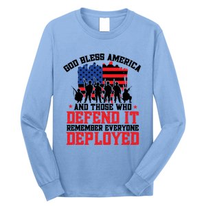 Red Friday God Bless America Military Veteran Gift Long Sleeve Shirt