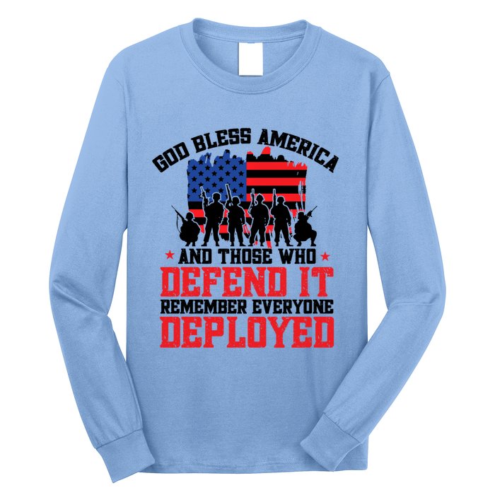 Red Friday God Bless America Military Veteran Gift Long Sleeve Shirt