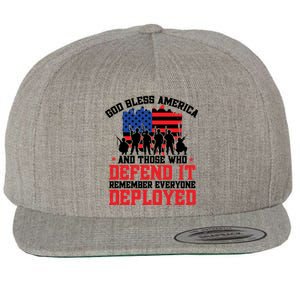 Red Friday God Bless America Military Veteran Gift Wool Snapback Cap