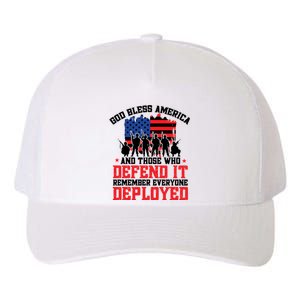 Red Friday God Bless America Military Veteran Gift Yupoong Adult 5-Panel Trucker Hat