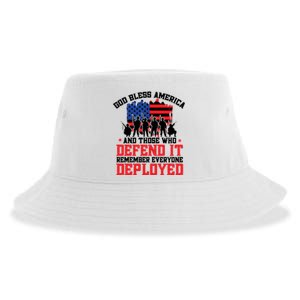 Red Friday God Bless America Military Veteran Gift Sustainable Bucket Hat