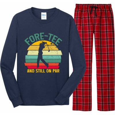 Retro Funny Golf 40th Birthday Foretee And Still On Par Gift Long Sleeve Pajama Set