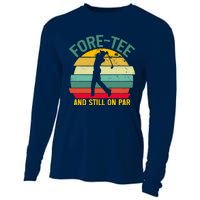 Retro Funny Golf 40th Birthday Foretee And Still On Par Gift Cooling Performance Long Sleeve Crew