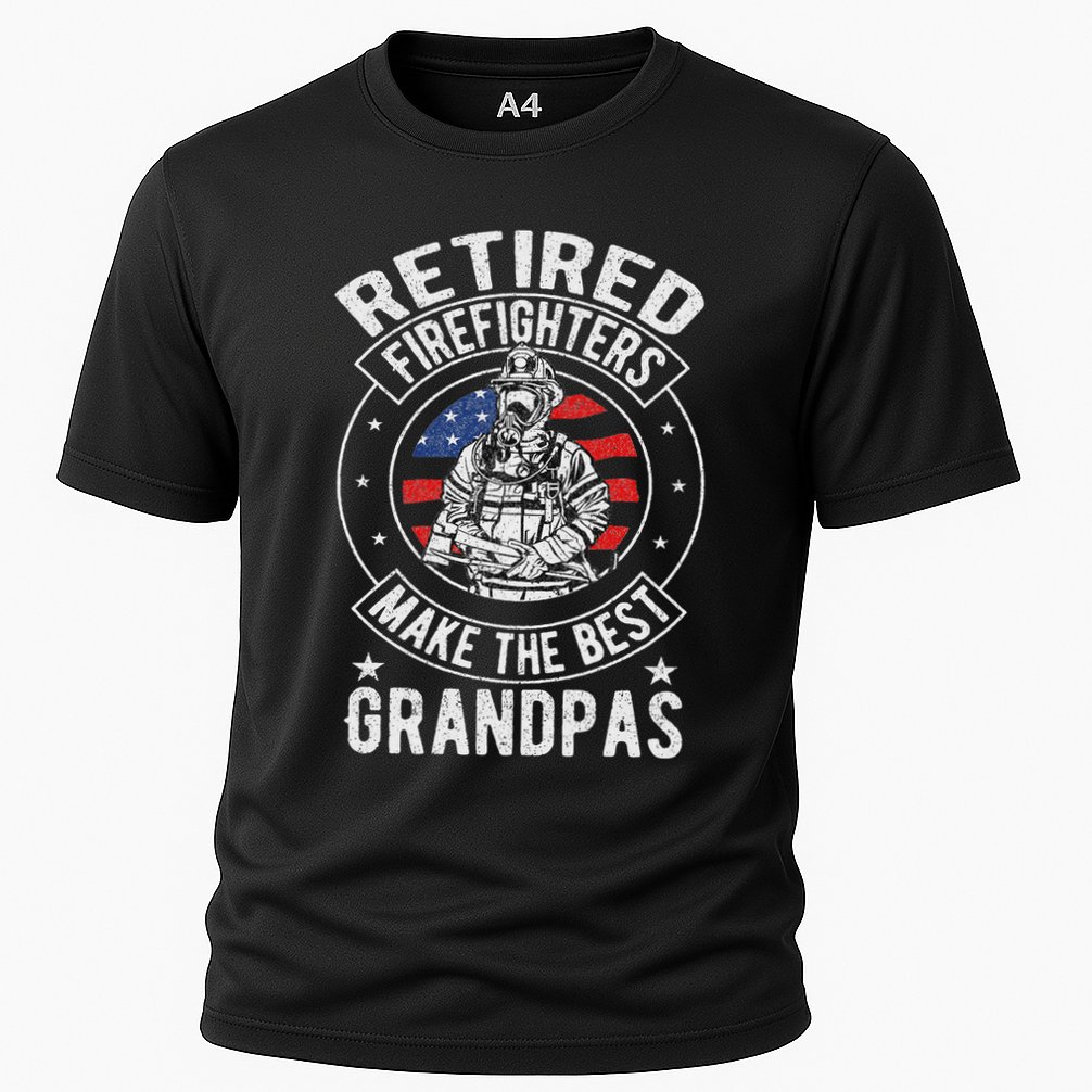 Retired Firefighter Grandpa Fireman Retirement Cooling Performance Crew T-Shirt
