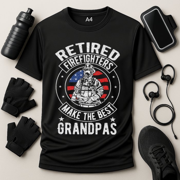 Retired Firefighter Grandpa Fireman Retirement Cooling Performance Crew T-Shirt
