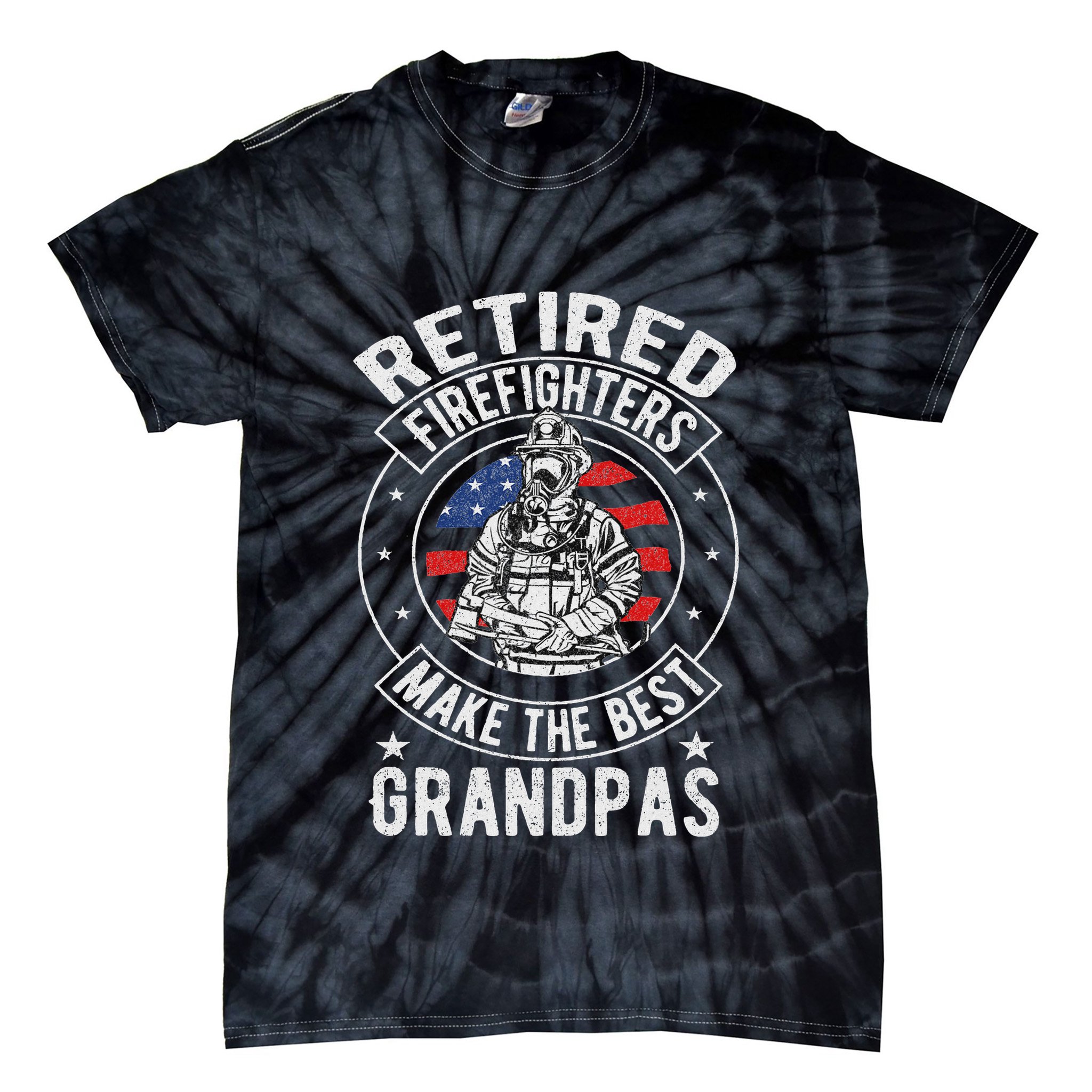Retired Firefighter Grandpa Fireman Retirement Tie-Dye T-Shirt