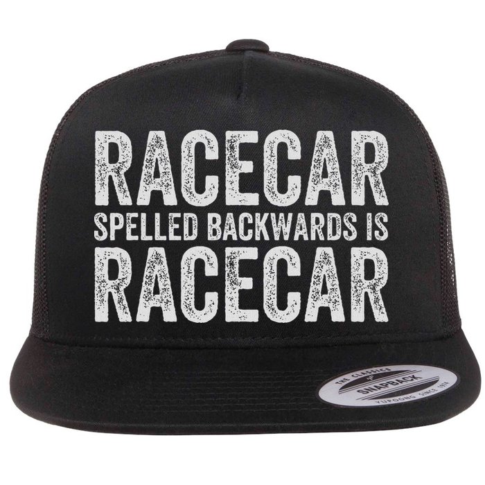Racecar For Gift Mechanic Fast Race Car Racing Funny Flat Bill Trucker Hat