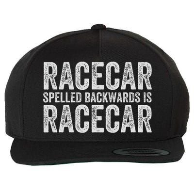 Racecar For Gift Mechanic Fast Race Car Racing Funny Wool Snapback Cap
