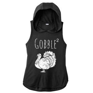 Retro Funny Gobble Squared Turkey Day Math Thanksgiving Joke Ladies PosiCharge Tri-Blend Wicking Draft Hoodie Tank