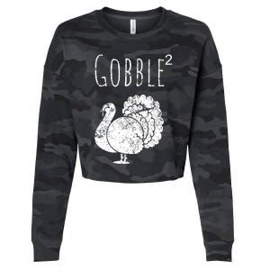 Retro Funny Gobble Squared Turkey Day Math Thanksgiving Joke Cropped Pullover Crew