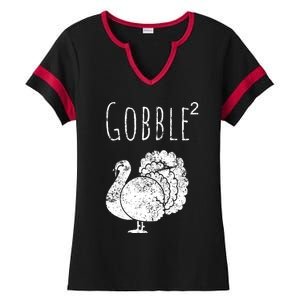 Retro Funny Gobble Squared Turkey Day Math Thanksgiving Joke Ladies Halftime Notch Neck Tee