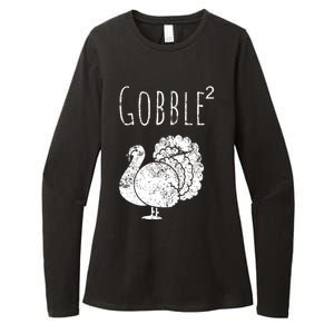 Retro Funny Gobble Squared Turkey Day Math Thanksgiving Joke Womens CVC Long Sleeve Shirt